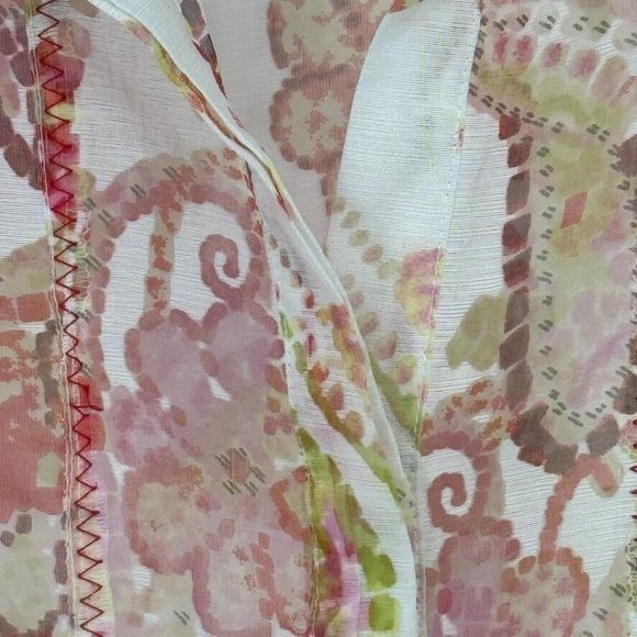 coldwater creek women's blouse top sheer floral size XL extra large 3/4 sleeve - Picture 5 of 11